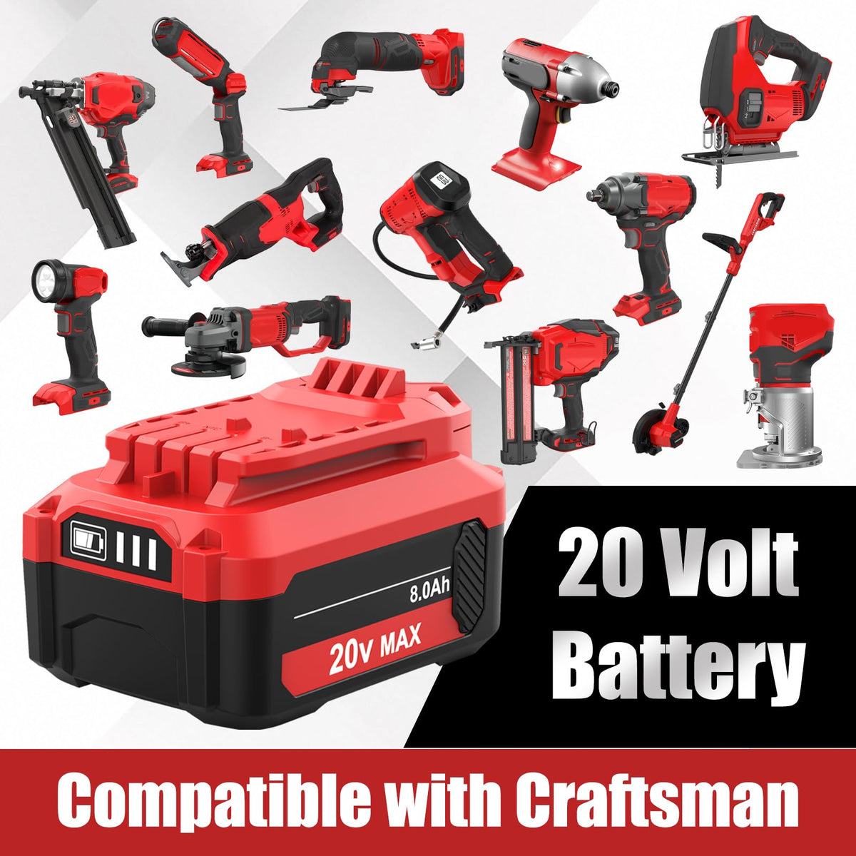 2 Pack 8000mAh CMCB206 Reemplazo para Batería de 20 Voltios Craftsman 8.0Ah