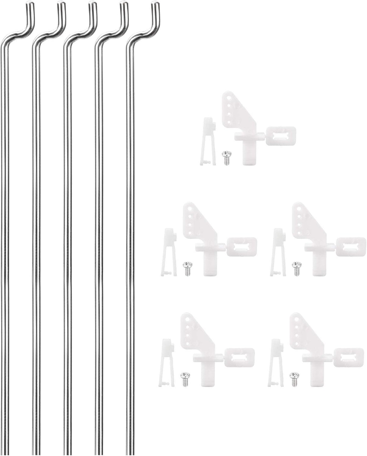 5pcs Steel Z Push Rods 1.2 x 450mm,5pcs Nylon Standard Control Horns 4 Holes for DIY