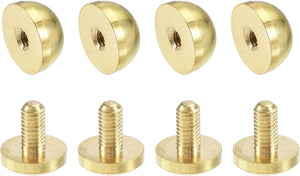 12x7mm Round Studs Rivet Purse Handbag Feet Spike Brass Leather Craft Screw Back Rivets DIY 4 Sets