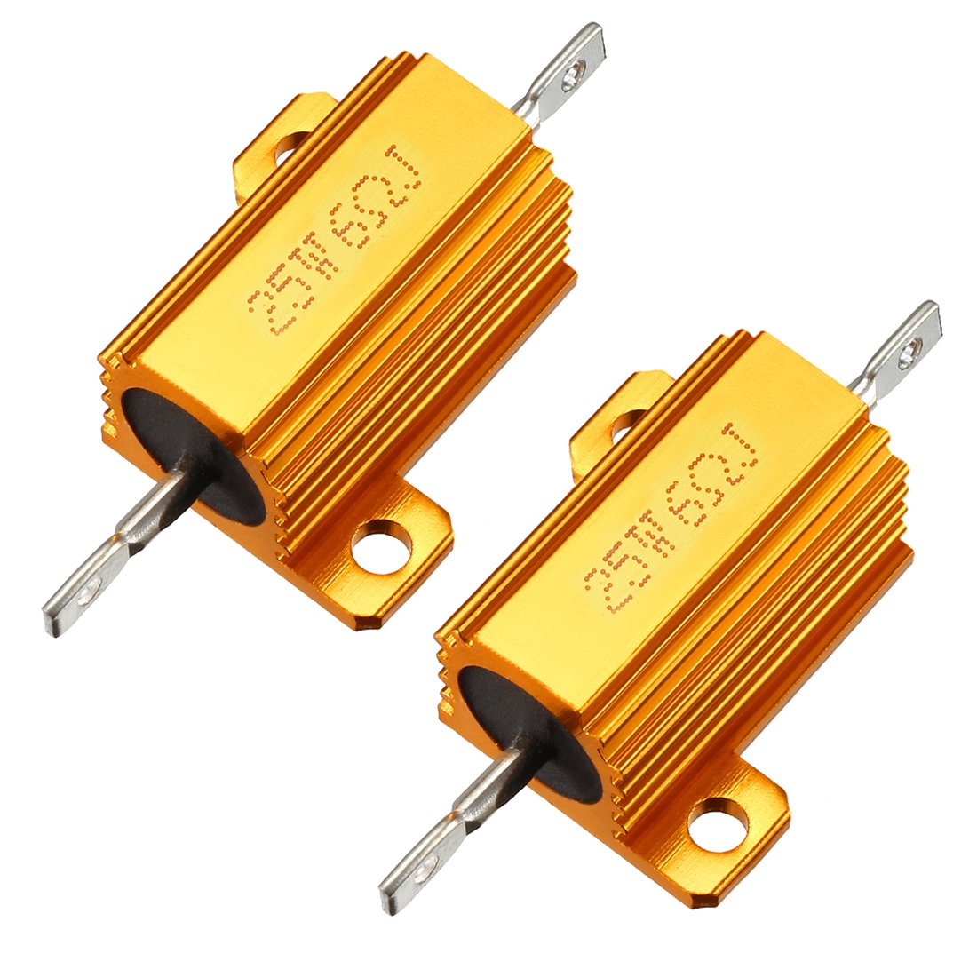 25W 6 Ohm 5% Aluminum Housing Resistor Screw Tap Chassis Mounted Aluminum Case Wirewound Resistor Load Resistors Gold Tone 2 pcs