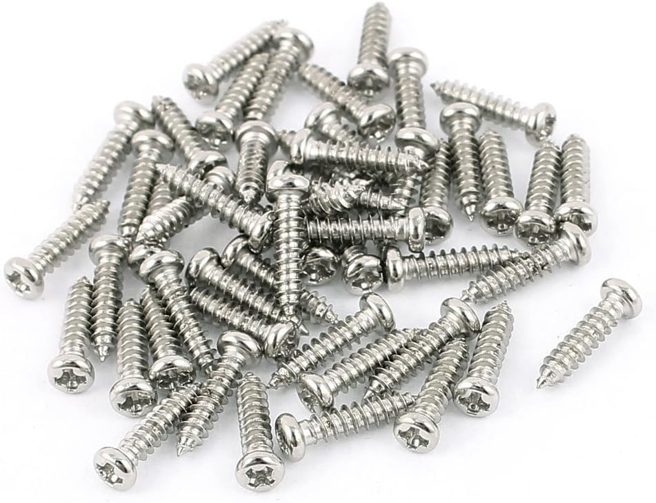 50pcs M2.3 X 10mm Stainless Steel Cross Pan Head Self Tapping Screws Bolts