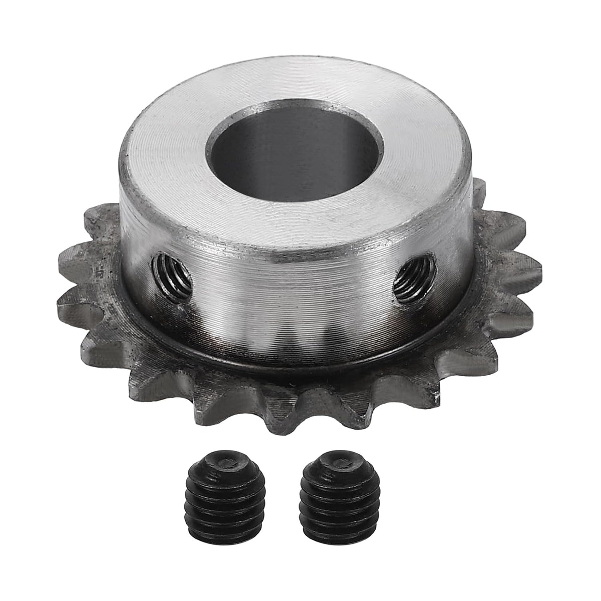 #25 Chain Roller Sprocket 14mm Bore 41.5mm OD, 19 Tooth C45 Carbon Steel ANSI Chain NO.25 Roller Sprocket Round Hole Without Surface Finished with Set Screws for ISO 04C Chain