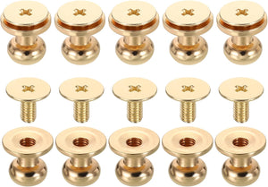 10 Pcs Brass Ball Head Stud Screw, 7mm/0.28" Nipple Rivet Button Strap Stopper for DIY Leather Craft, Gold Tone