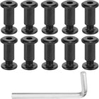 10 Sets Screw Post, Male M6x16mm Carbon Steel Screw Rivets, Female M6x15mm Hex Drive Binding Screws Belt Buckle Binding Bolts Leather Fastener with 1Pcs Wrench, Black