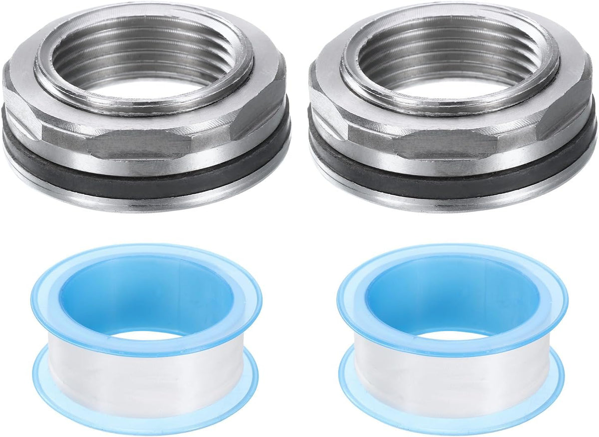 Rohrbogenanschluss 3/4" Weiblich 304 Edelstahl Wasserbehälteranschluss Wasserbehälteradapter Durch-Rohrbogenanschluss mit Dichtband für Wasserbehälter, Badewanne und Spüle