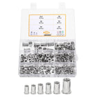 205 Pcs Rivet Nut, 304 Stainless Steel Metric Thread Rivet Nuts Kit Flat Head Threaded Insert Nuts M3/ M4/ M5/ M6/ M8/ M10 for Automotive, Home Decor and Industrial, Silver