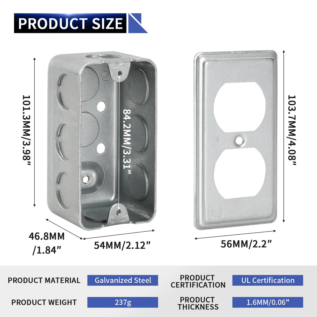 LinkMejor Box Cover Set, 4"×2" Osłony na gniazdka elektryczne i pokrywy gniazd, 1Pack