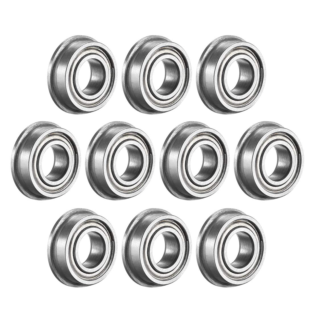 FR166ZZ Flanged Ball Bearing 3/16" x 3/8" x 1/8" Inch Double Metal Shielded (GCr15) Chrome Steel Flange Rip Bearings 10pcs