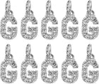 LinkMejor Rhinestone Letter Charm, 10pcs Crystal Zirconia Copper Alphabet g Pendants Slider Letter Charm for Wristbands Bracelets Necklace Jewelry Earring DIY Craft, Silver