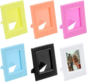 2 x 3 cadre de fotografii, 6 pachete mini cadre de plastic rustic retro, pentru afișare pe birou, picturi peisaj, affiche, albastru/negru/albuciu/fioară/galben