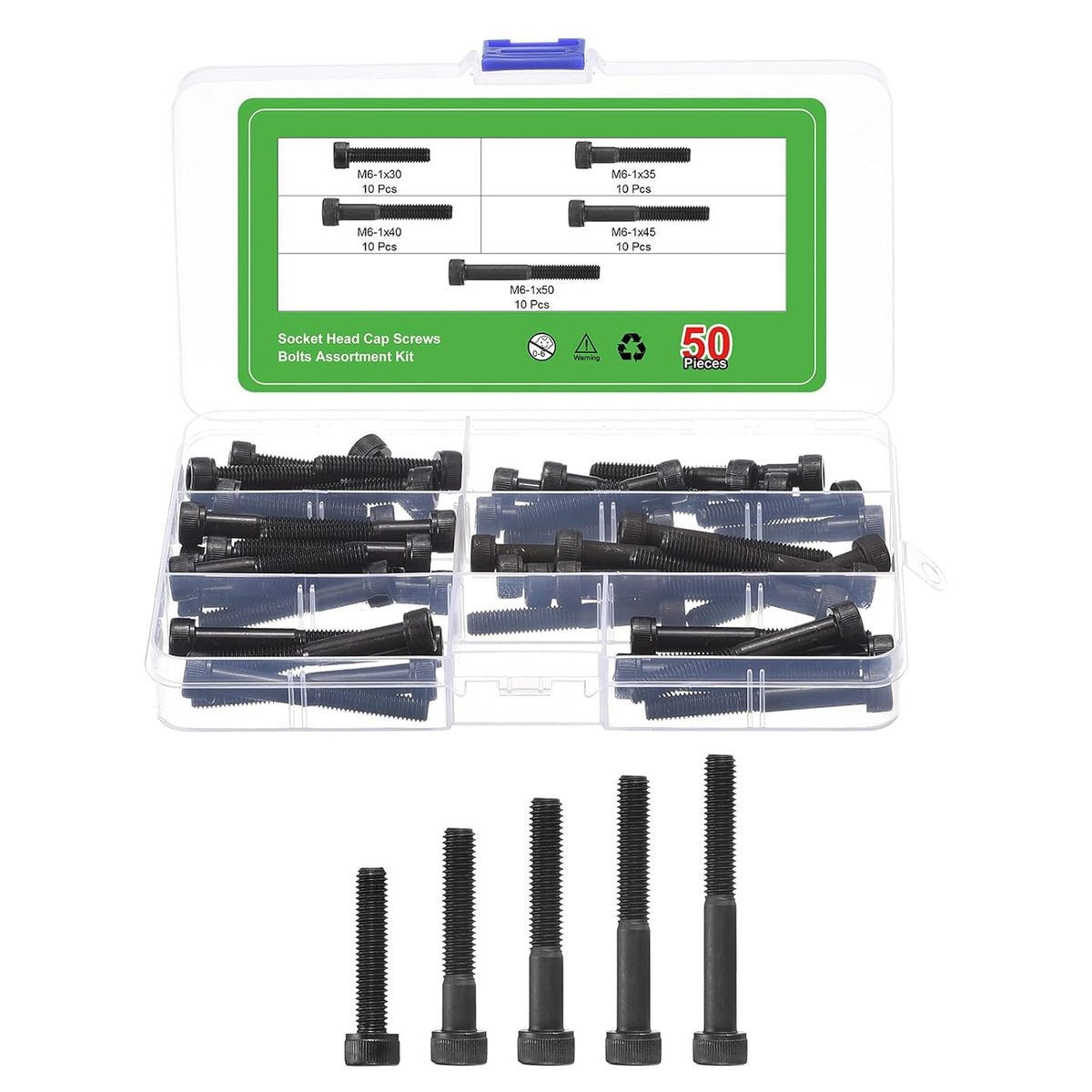 Hex Socket Bolt Kits (M6), Grade 12.9 Carbon Steel Allen Socket Drive Screws, Black