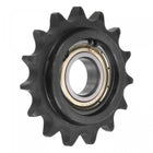 #40 Chain Idler Sprocket, 17mm Bore 1/2" Pitch 15 Tooth Tensioner, Black Oxide Finished C45 Carbon Steel with Insert Single Bearing for ISO 08A Chains