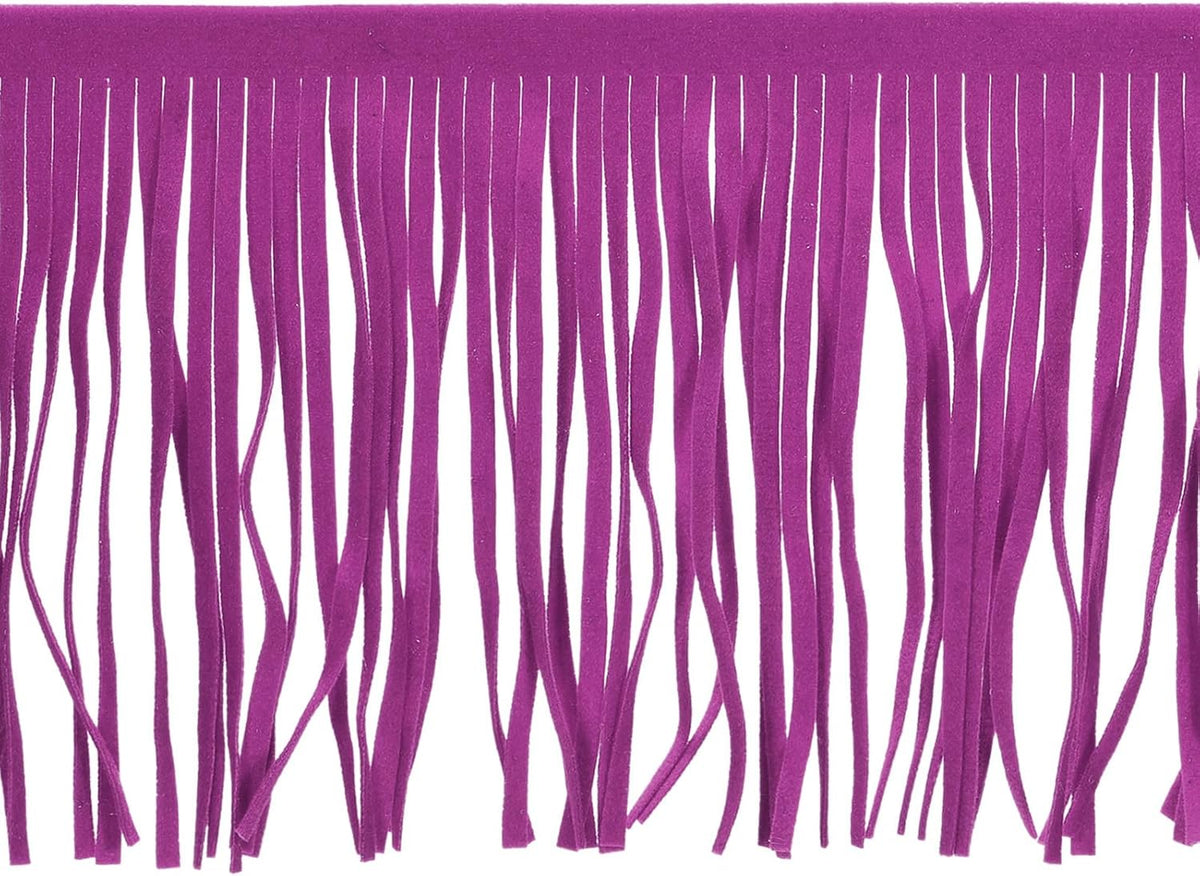 2 Yards 6 Inch PU Leather Suede Fringe Trim Double Side Leather Sewing Tassel Fringe for DIY Sewing Dress Crafts Skirt Decoration, Purple