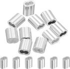 1/8" 3mm Aluminum Crimping Loop Sleeve Double Ferrule for Wire Rope Cable Line End, Silver 10pcs