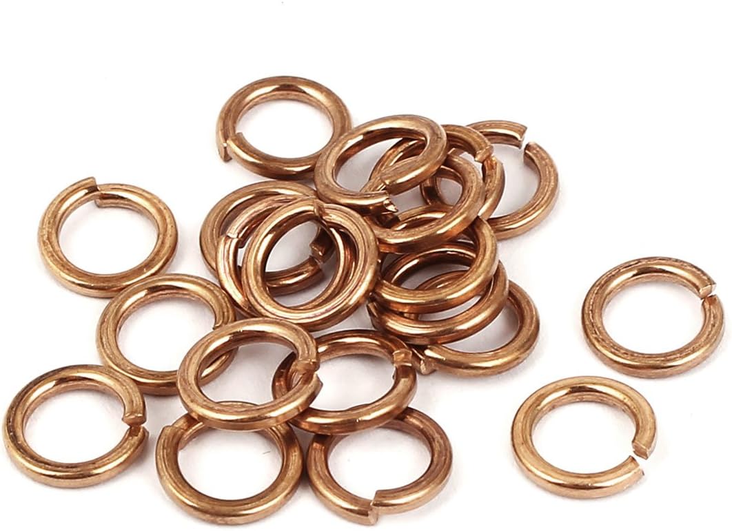 M6 Copper Split Lock Sealing Ring Spring Washer Fastener 20pcs