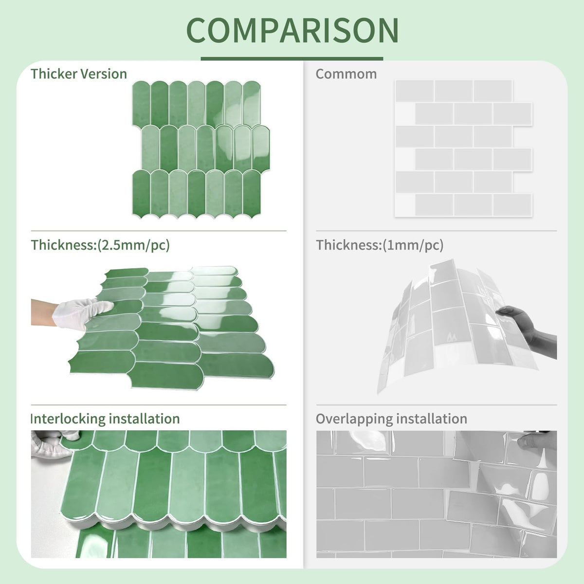 10-Folii Peel and Stick Backsplash Tile-uri pentru Bucătărie, Îmbunătățite și mai groase