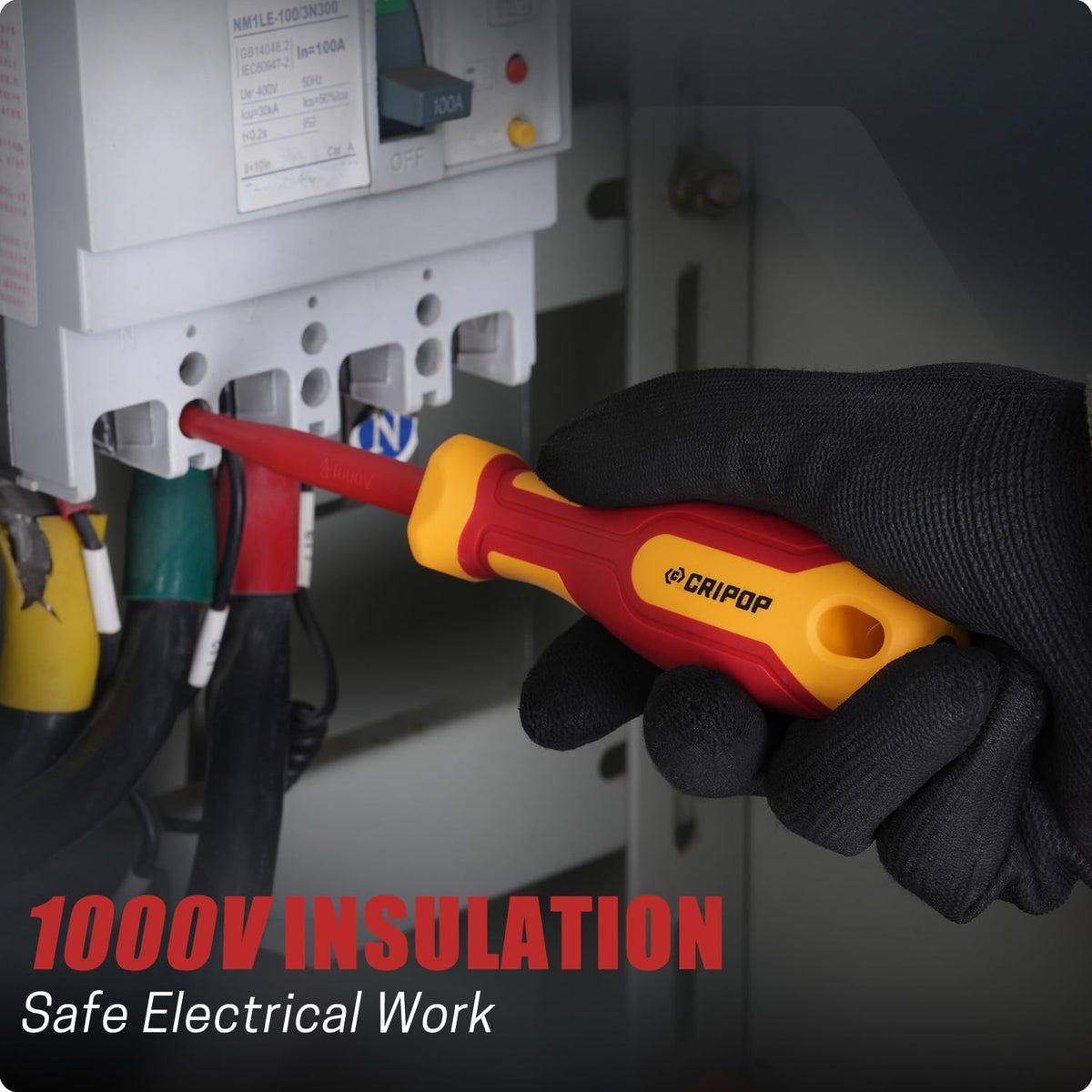LinkMejor 1000V Insulated Square Screwdriver, #2 Square Tip, 6-Inch Shaft