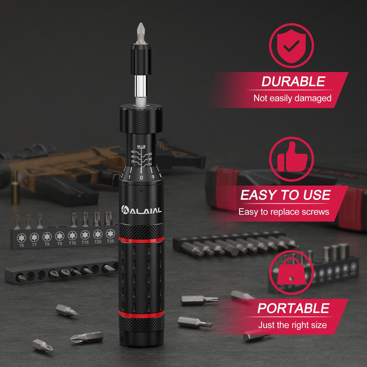 LinkMejor Torque Schroevendraaierset 10-60 in-lb, Aanpasbaar Torque Driver Kit
