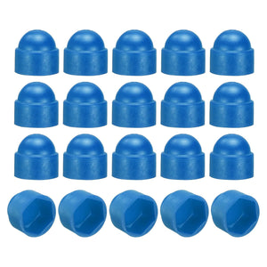 20Pcs Hex Nut Cover, M8x13x15mm Plastic Dome Nut Protection Cap Hex Screws Bolt Covers for Indoor Outdoor Furniture Automotive Bolts Decoration, Blue