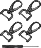 LinkMejor 4Pcs Swivel Clasps Hook, 19mm(0.75 Inch) D Ring Detachable Snap Hook Metal Lobster Claw Clasp Hook with Screwdriver for Purse Keychain DIY Craft, Black