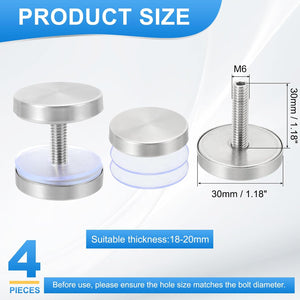 4 Pcs Sign Standoff Screws, 1.2x1.2 in Stainless Steel Standoff Nail Advertising Glass Nail for Acrylic Frame Advertising Board Connect and Fix, Brushed Silver