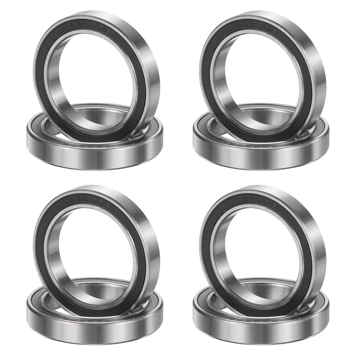 8Pcs 6806 2RS 30mmx42mmx7mm Deep Groove Ball Bearings, Double Rubber Shielded Bearing Steel ABEC5 High Performance for Industrial Machinery Precision Transmission, Black