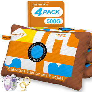 LinkMejor 100g Rechargeable Desiccant Pack for Storage, Reusable Color-Indicating Silica Gel Desiccant Packet, Dehumidifier Bag for Closets, Drawer, Luggage and Small Spaces