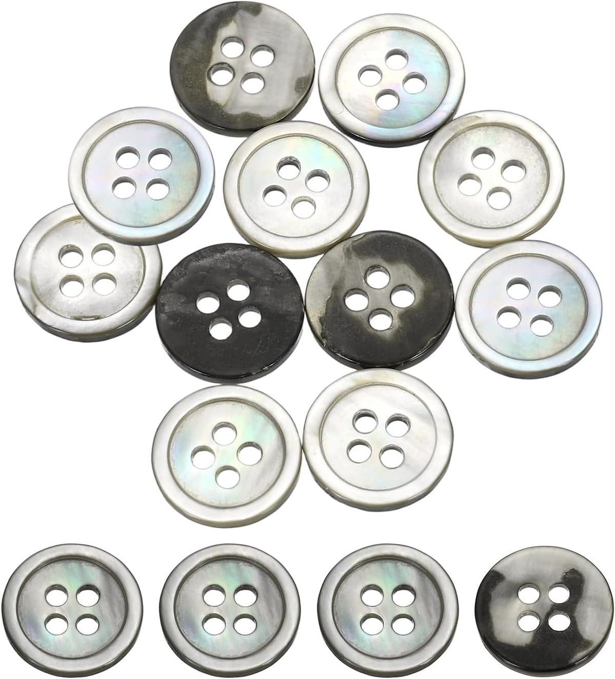 10Pcs boutons en coquille naturelle, 10mm bouton ronde à 4 trous en coquille artisanat couture, accessoires décoratifs pour manteaux, chemises, projets DIY de vêtements, noir