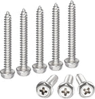 Phillips Hex Washer Self Tapping Screws, M5 x 40mm 304 Stainless Steel Hex Flange Sheet Metal Screw 50pcs