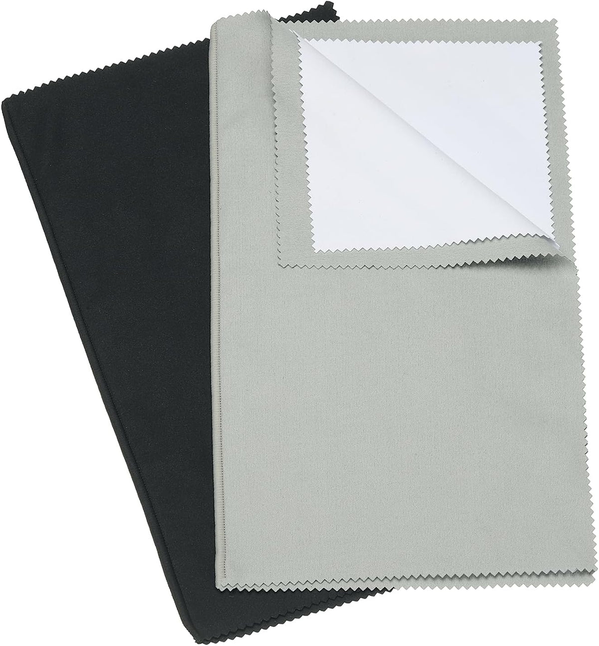 14x12" Large Jewelry Cleaning Cloth, 2 Pcs Double-Sided Multi-Layer Cotton Polishing Cloth for Silver Gold Brass Jewelry, Black/White, Gray/White