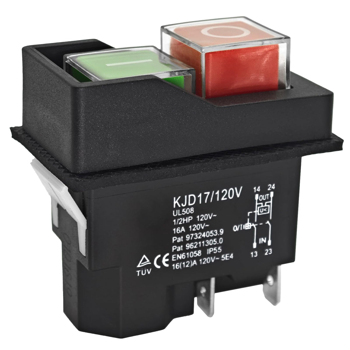 KJD17 Interruptor de Pushbutton Eletromagnético - 120V/220V 4-Pino 16A para Ferramentas de Jardim e Ferramentas Elétricas