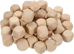 50 Pcs Blank Wooden Dice, 20mm/0.79inch Unfinished Wooden Cube Rounded Corners Square Block for DIY Craft Projects