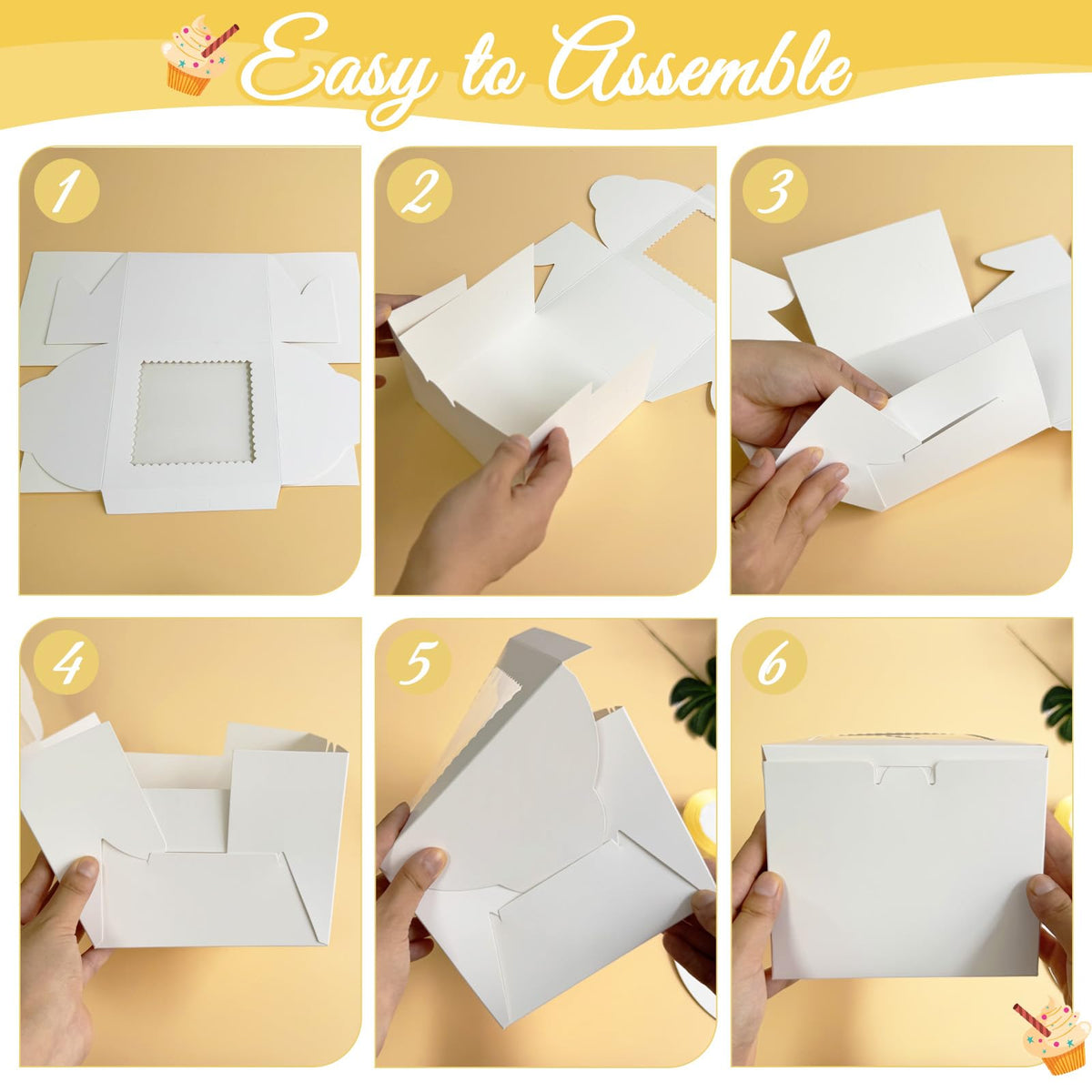 40 Pcs 6x6x5 Polegadas Caixas Minis de Bolos com Pratos de Bolo para Bento de Bolo Pequeno