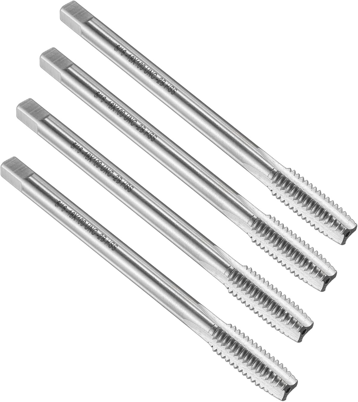 4pcs Straight Flute Screw Taps 5/16-18 UNC 2B Thread 4" Extra Long HSS6542 Machine Threading Milling Tap Tapping Tools