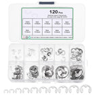 120 Pcs E-Clip External Retaining Rings Kit, 304 Stainless Steel Retaining Circlip Snap Ring Assortment Kit for Valves, Electrical Appliances, Cars and Cylinders, Silver