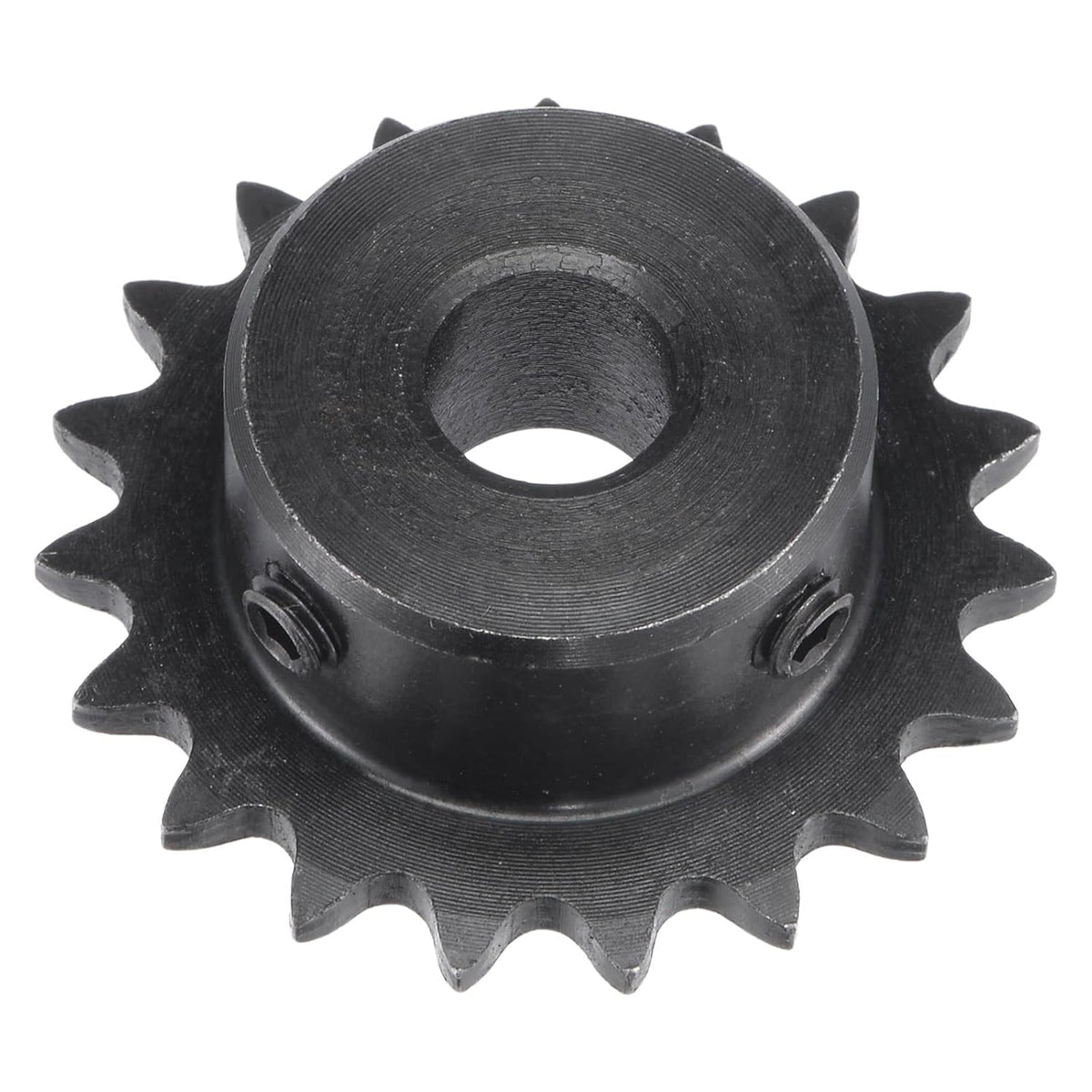 19 Tooth Roller Sprocket B Type, #25 Chain, Single Strand 1/4" Pitch, 10mm Bore Black Oxide C45 Carbon Steel with Set Screws for ISO 04C