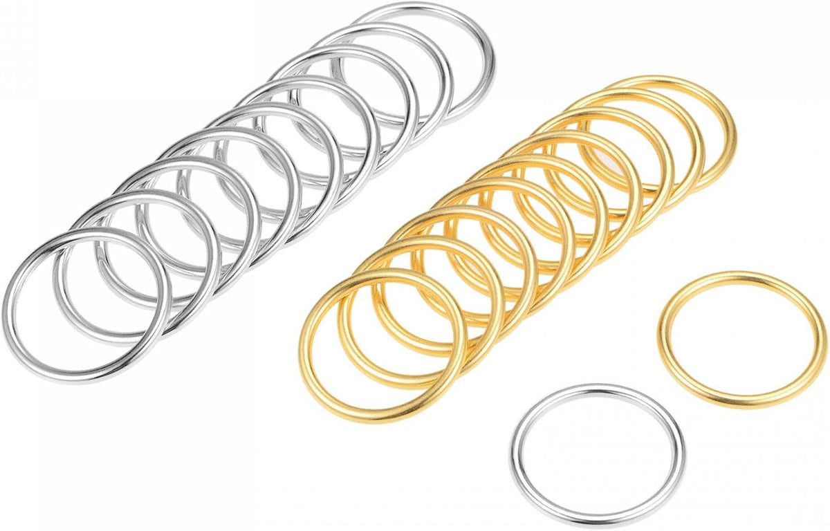 LinkMejor 30mm O Ring Buckle Welded for Hardware DIY, Silver Gold Total 20pcs