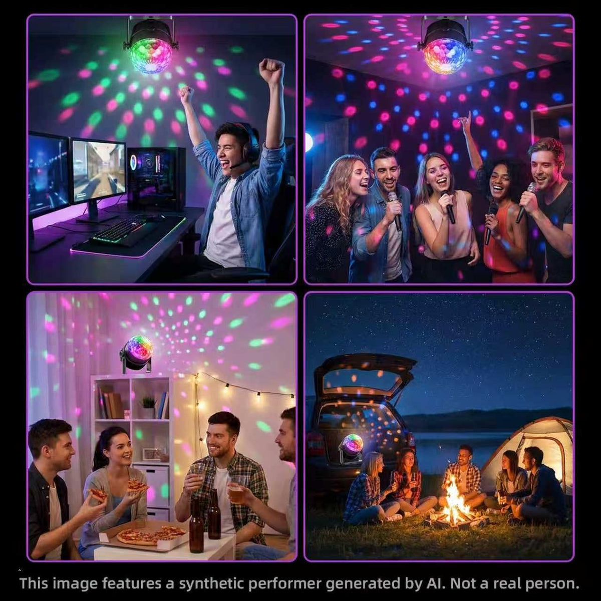 LinkMejor 3-Pack Diskoball-Partylicht mit Fernbedienung und Soundaktivierung
