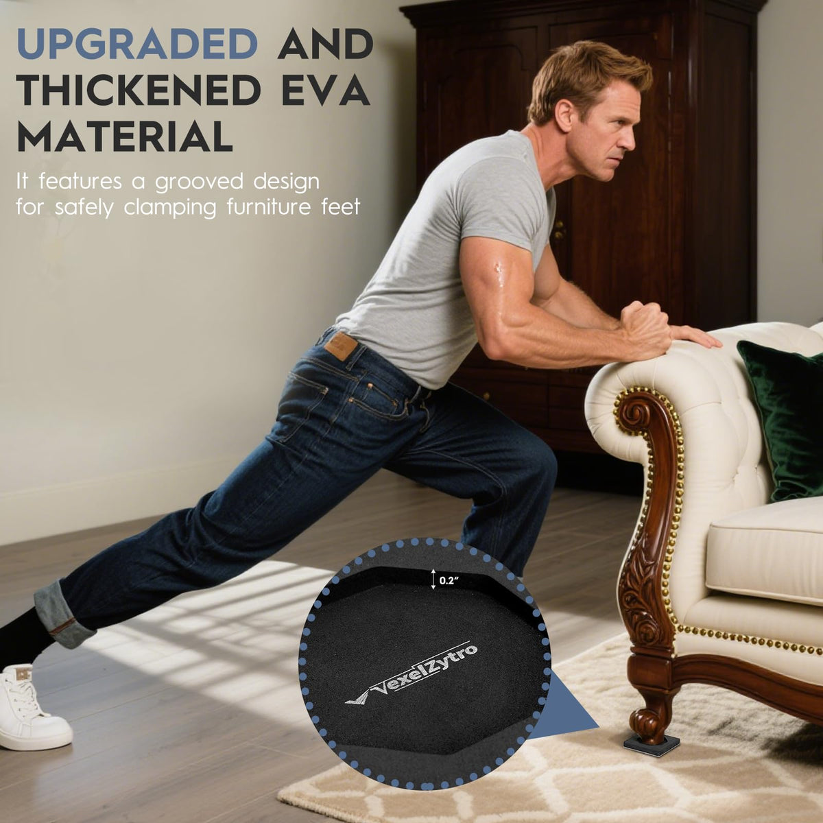 LinkMejor Furniture Lifter Tool + 8-Pack of 4.72" Furniture Sliders for Hardwood Floors and Carpet, Save 80% Effort, Move Heavy Furniture Easily, Reusable Moving Pads, Floor Protectors for Carpet
