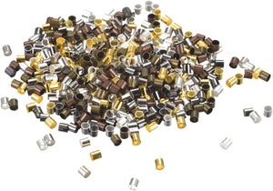 500Pcs Crimp Tube Beads, 2x2mm Brass Tube Crimp End Spacer Beads Tiny Stoppers for Bracelet Jewelry Making DIY, Multicolor