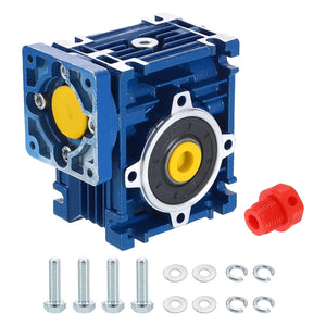 NMRV030 Worm Gear Gearbox Ratio 20:1, 14mm Output Shaft High Torque Worm Gear Speed Reducer for Nema24 Stepper Motor/Nema23 Servo Motor, Blue
