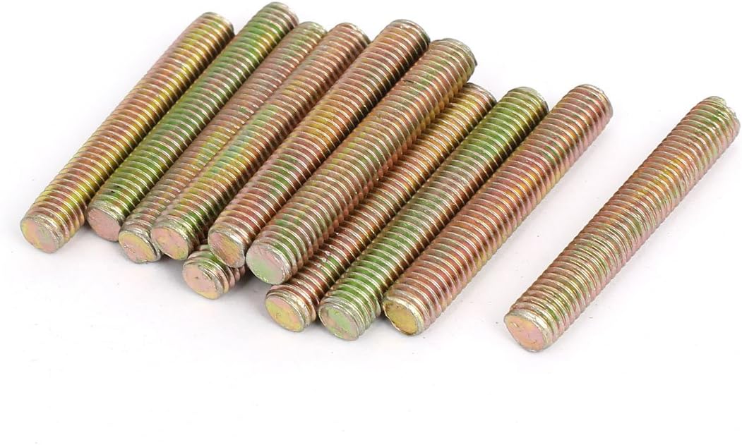 1.25mm Pitch M8 x 50mm Male Threaded All Thread Rod Bronze Tone 12Pcs