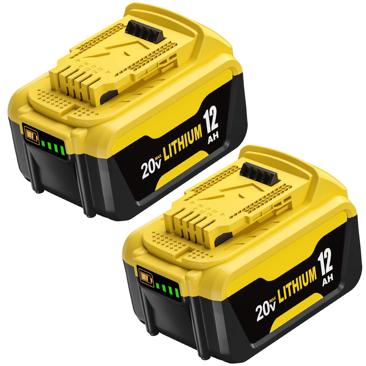 ชุด 2 ชิ้น แบตเตอรี่ลิเธียม-ไอออน 12000 มิลลิแอมป์ ใช้แทนแบตเตอรี่ Dewalt 20V Max