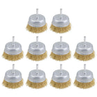 3-Inch Wire Cup Brush Brass Plated Crimped Steel with 1/4-inch Shank 10 Pcs