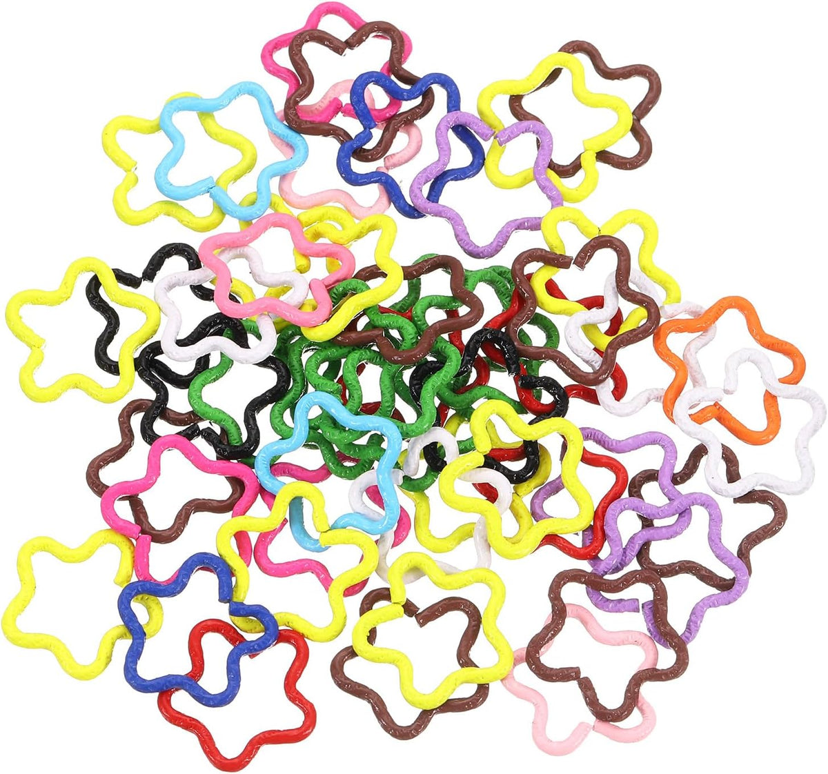 50Pcs Open Jump Rings, 16mm Colorful Star Shape Connectors for DIY Crafts Bracelet Necklaces Jewelry Making, 1 Set of Multi Color