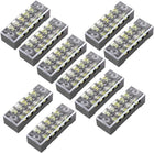 10Pcs Dual Row 5 Positions Screw Terminal Block Strip 600V 15A W Cover