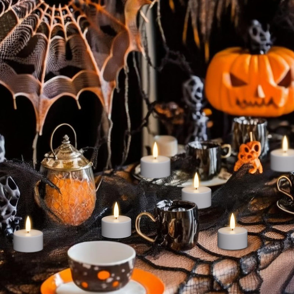 LinkMejor Velas de Tea Lights Recargables con Temporizador Remoto Base de Carga Blanca