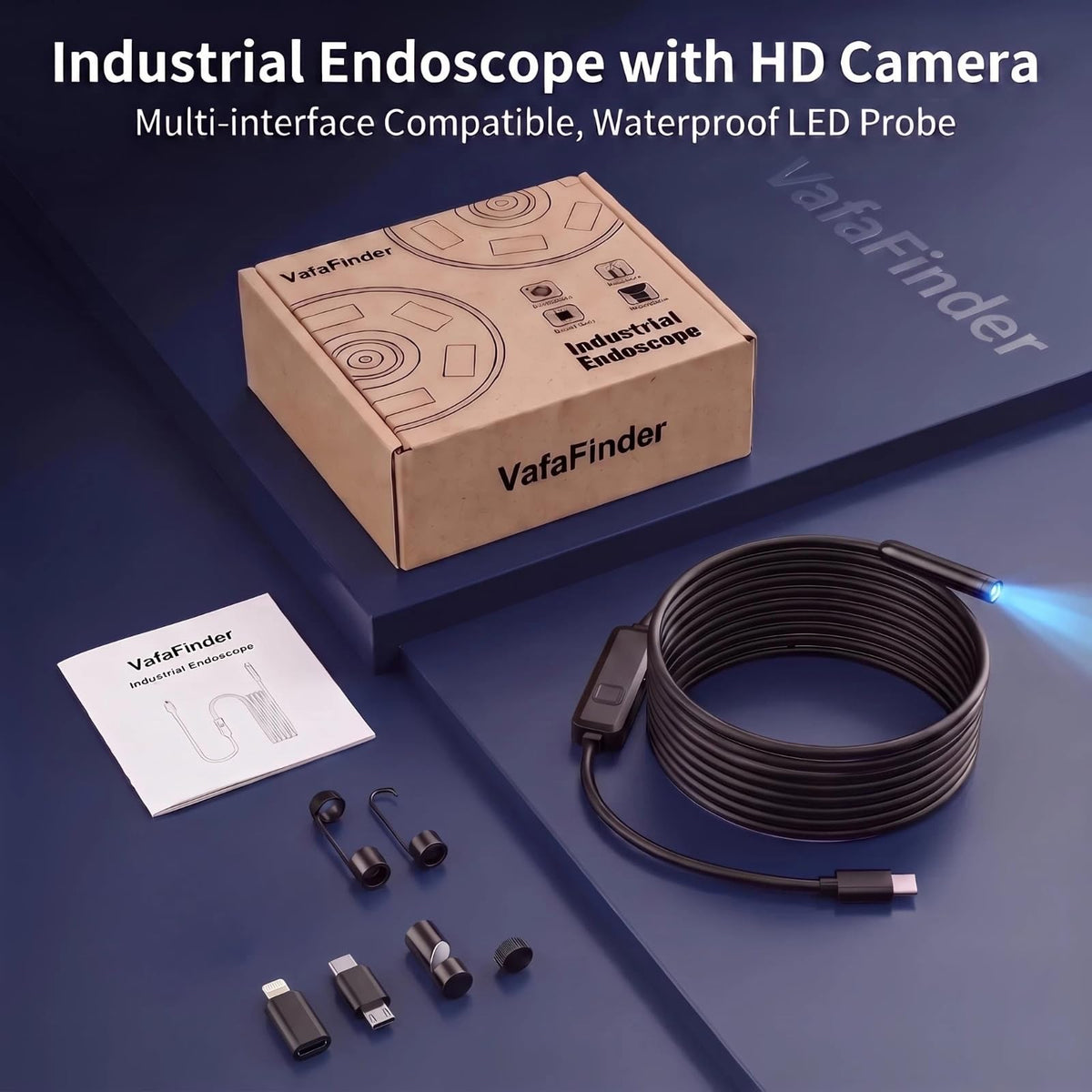 Endoscopio Camera, 16.4FT, 8mm Ispezione per iOS e Android (Unico Obiettivo)