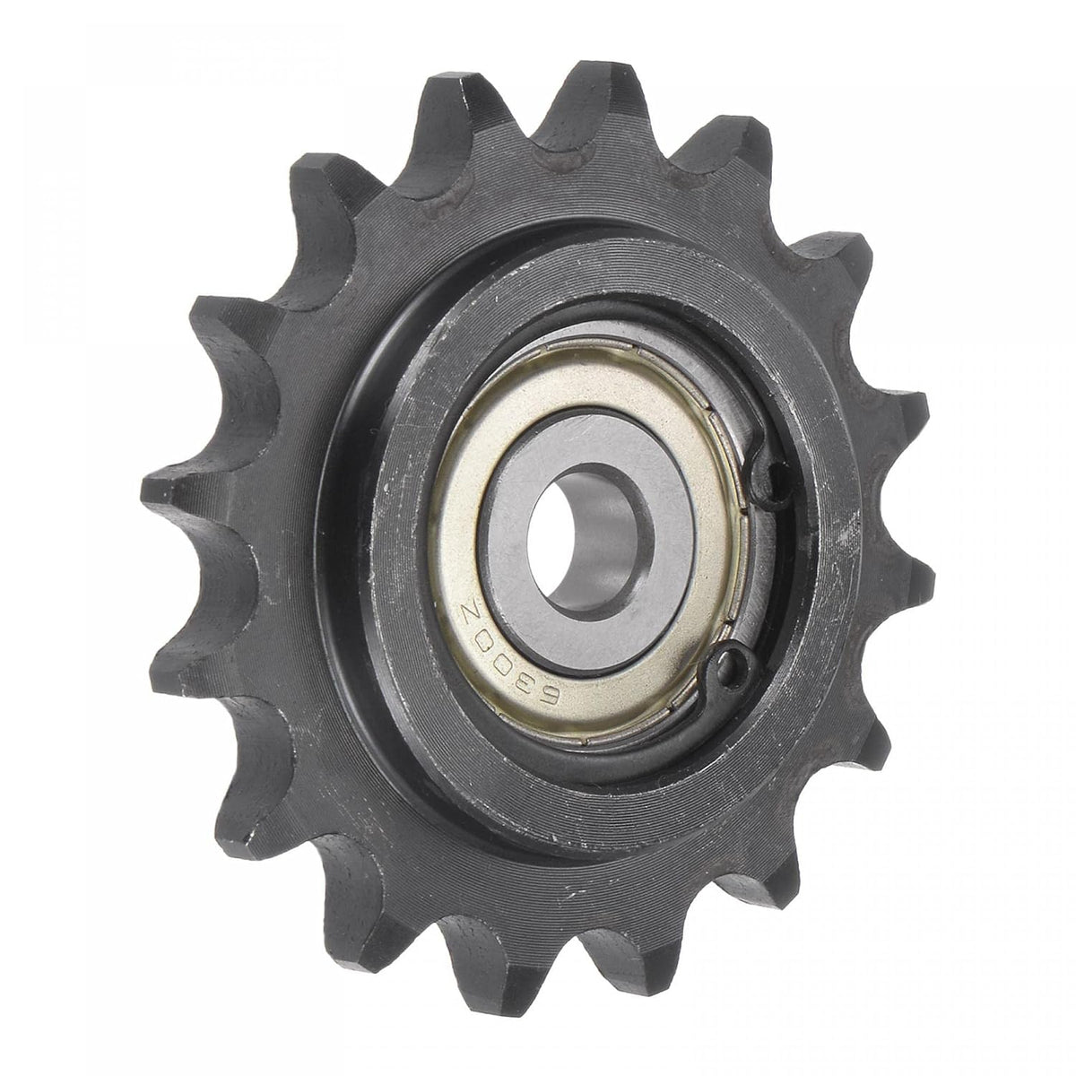 Chain Idler Sprocket, 10mm Bore 1/2" Pitch 16 Tooth Tensioner, Black Oxide Finish C45 Carbon Steel with Insert Single Bearing for ISO 08B Chains
