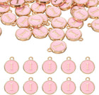LinkMejor 52pcs Pink Alphabet Letter Pendants, Double Sided Enamel Charm for DIY Jewelry Making